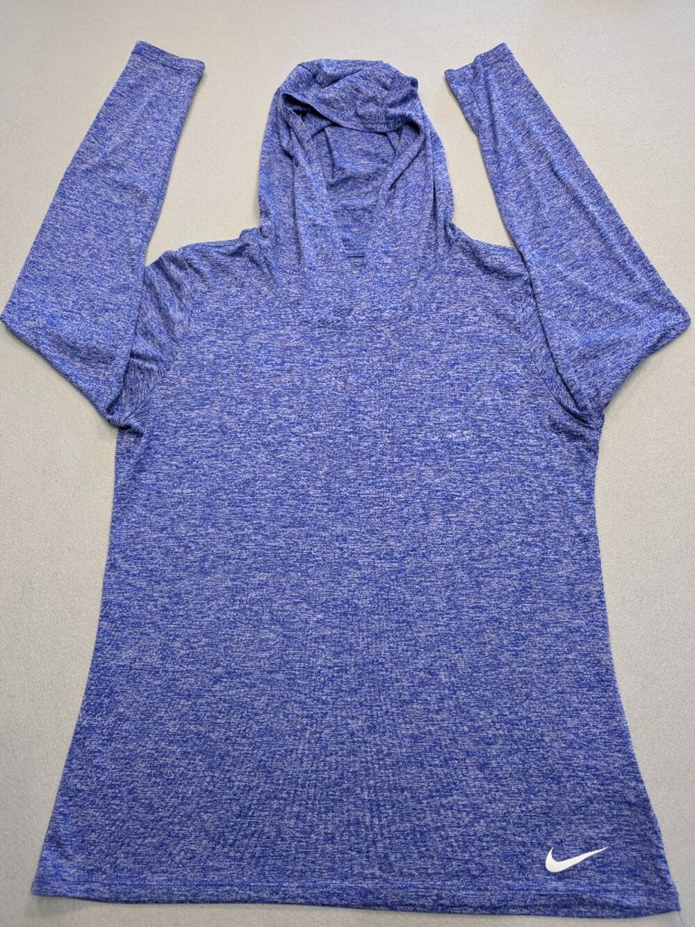 Nike Dri-FIT Blue Heather Hooded Long Sleeve Shirt Medium